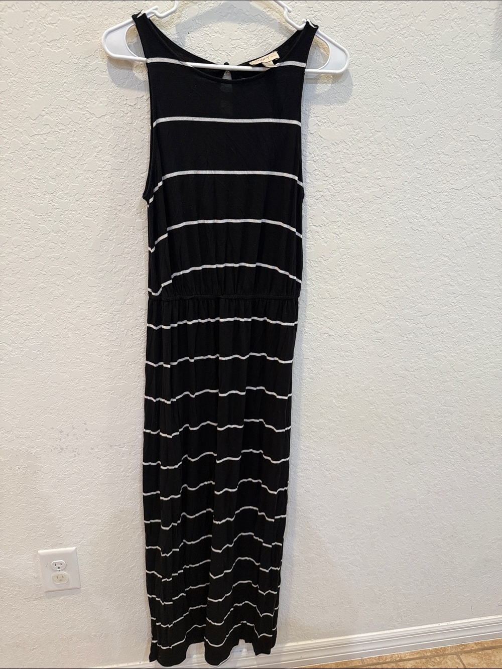 LOFT Black and White Striped Petite Sleeveless Top